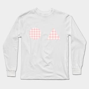 Pink Gingham Shapes Long Sleeve T-Shirt